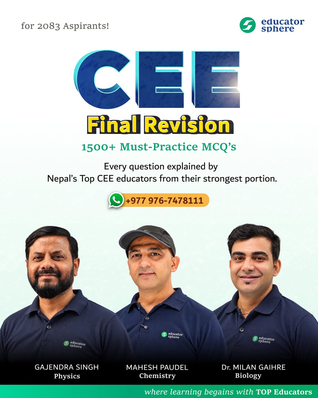 CEE Final Revision - 1500+ must-practice MCQs explained by Nepal's top CEE educators